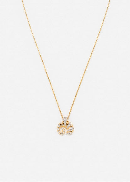 PENDENTIF ELEPHANT COQUILLAGE DIAMANTS OR JAUNE