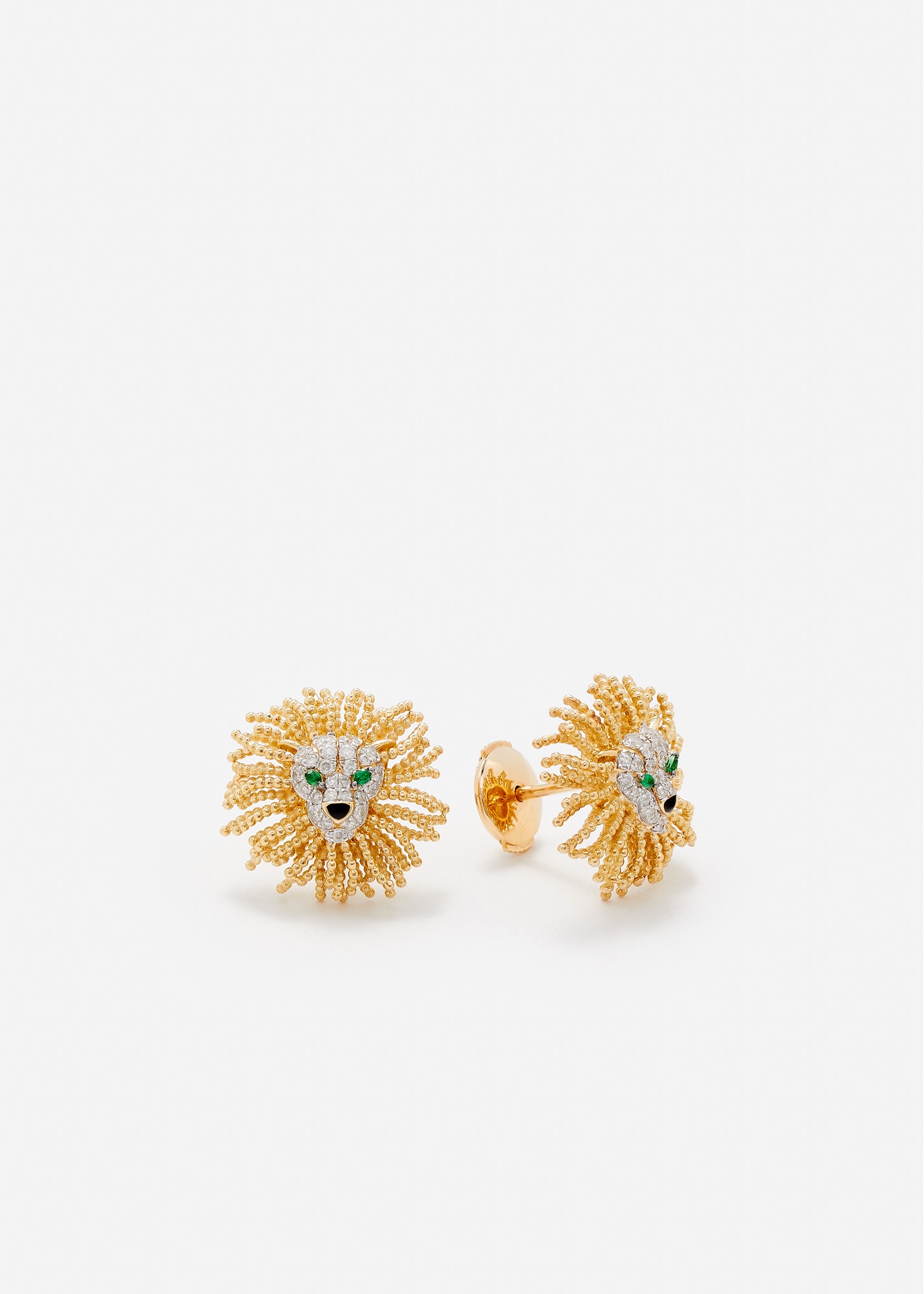 PAIRE DE MINI BOUCLES D'OREILLE LION D’OR OR JAUNE