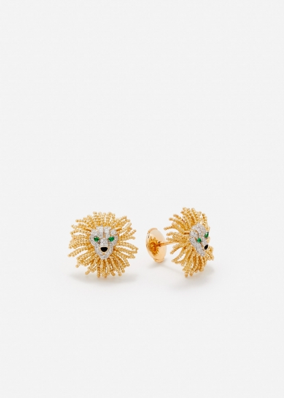 PAIRE DE MINI BOUCLES D'OREILLE LION D’OR OR JAUNE
