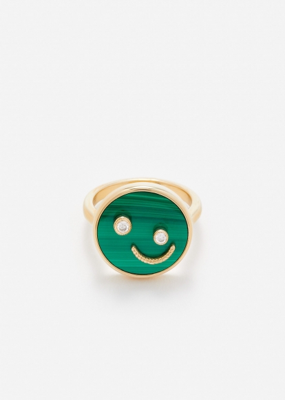 BAGUE PETIT SOURIRE MALACHITE OR JAUNE