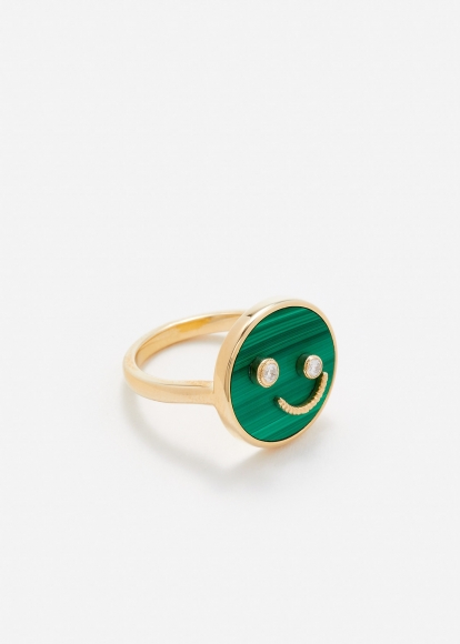 BAGUE PETIT SOURIRE MALACHITE OR JAUNE