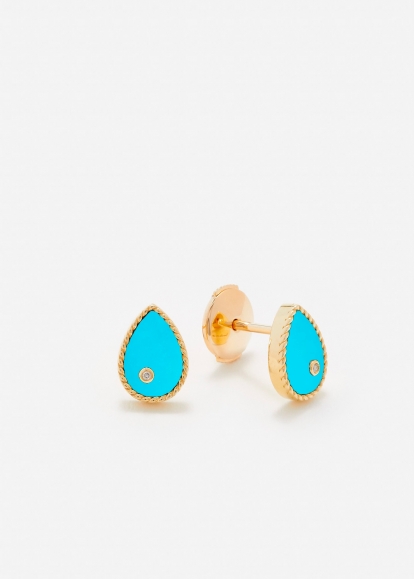 PAIRE DE BABY PUCES POIRE TURQUOISE OR JAUNE