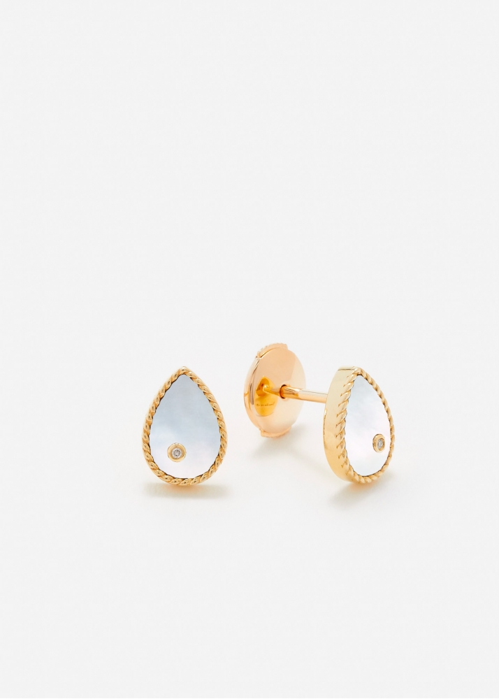 PAIRE DE BABY PUCES POIRE NACRE OR JAUNE
