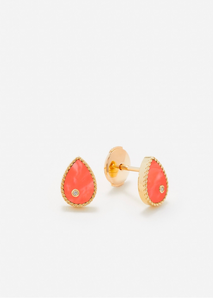 PAIRE DE BABY PUCES POIRE CORAIL OR JAUNE