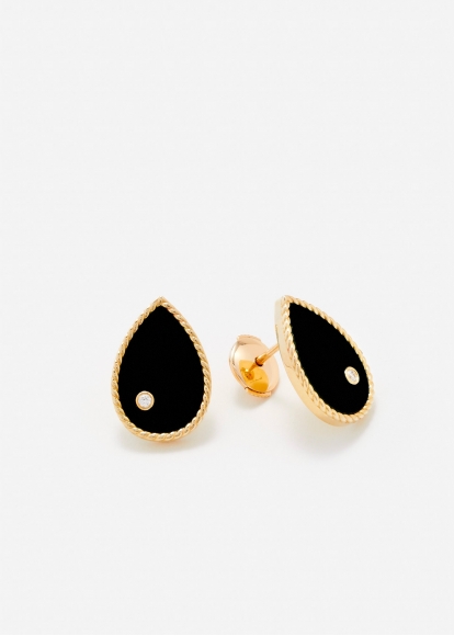 PAIRE DE PUCES POIRE ONYX OR JAUNE