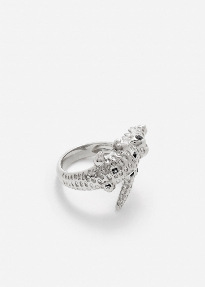 BAGUE CROCODILE OR BLANC