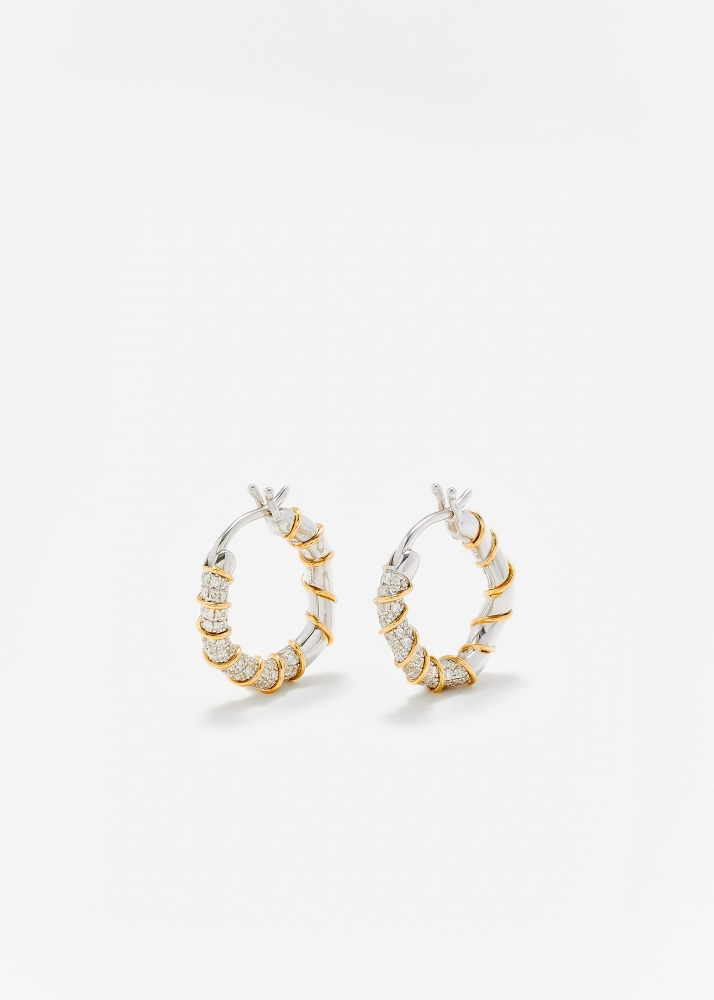 PAIRE DE MINI CRÉOLES TWISTÉES FULL DIAMANTS 2 ORS