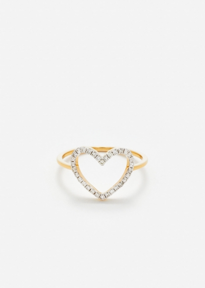 BAGUE PETIT COEUR DIAMANTS OR JAUNE