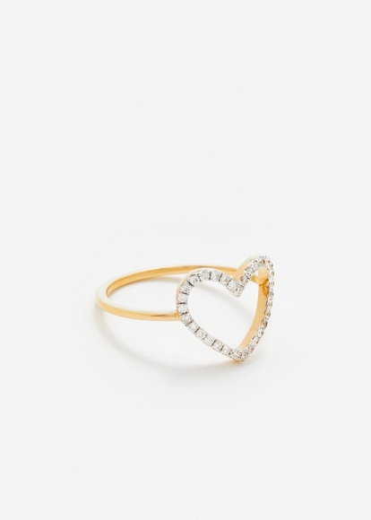 BAGUE PETIT COEUR DIAMANTS OR JAUNE