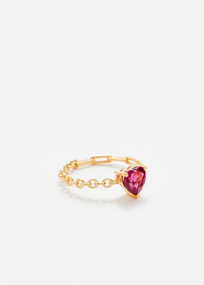 BAGUE SOLITAIRE COEUR ROSE OR JAUNE