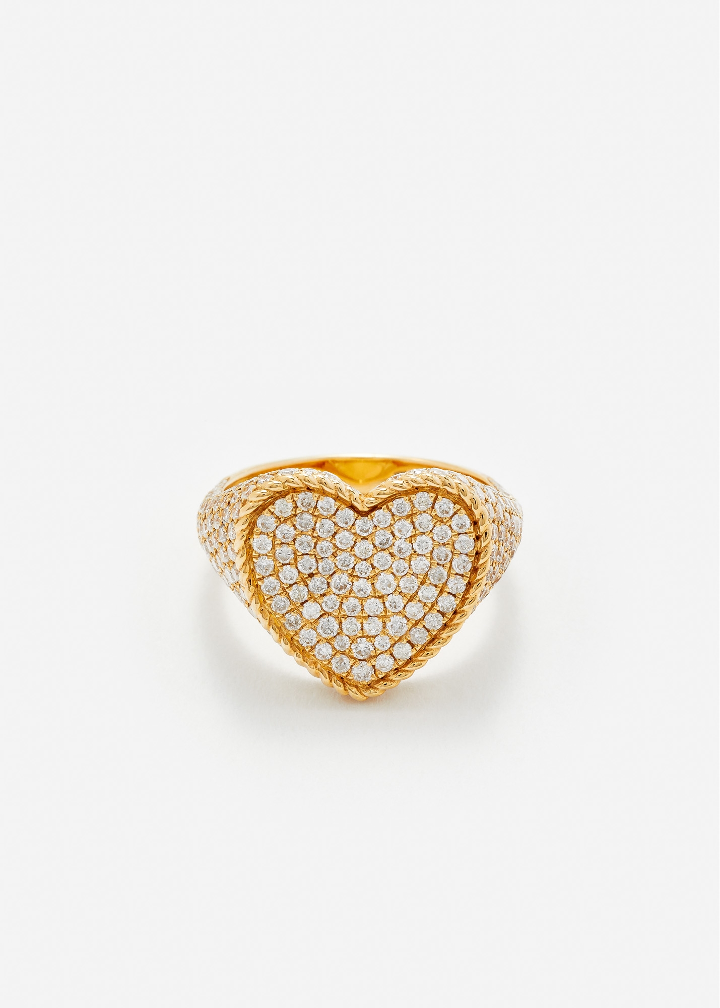 CHEVALIÈRE COEUR FULL DIAMANTS OR JAUNE