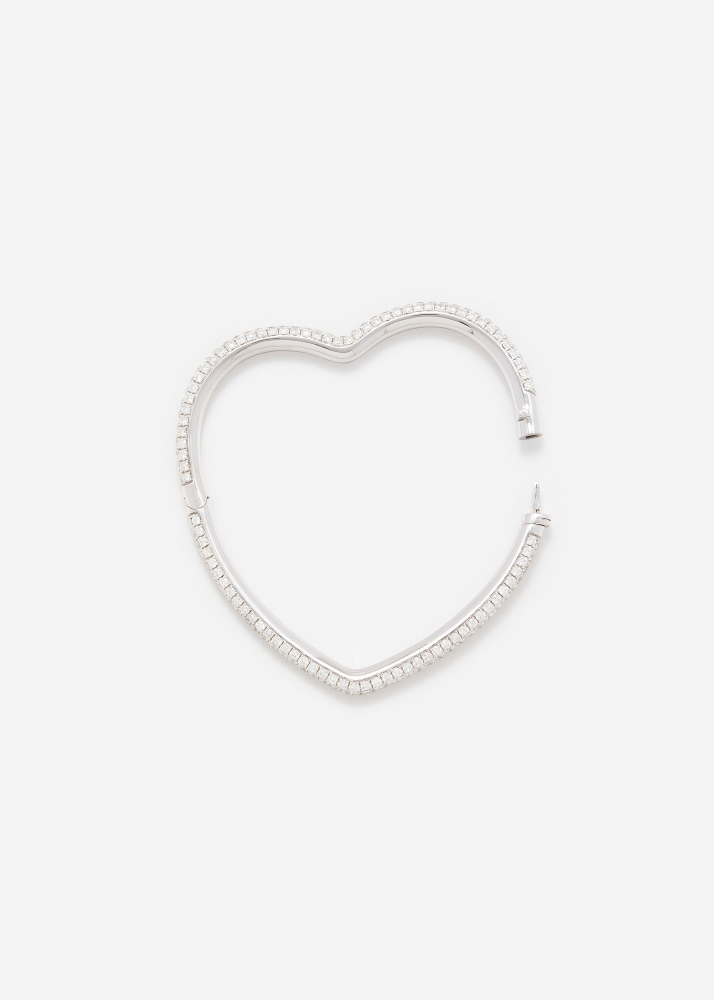 BRACELET JONC COEUR FULL DIAMANTS GM OR BLANC