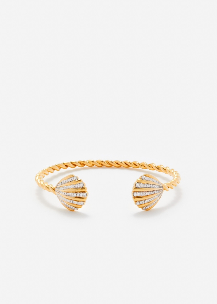 Bracelet En Alliage Avec 3 Diamants Zircone - Design Minimaliste, Coquillage Blanc - Fermoir Mousqueton, Unisexe