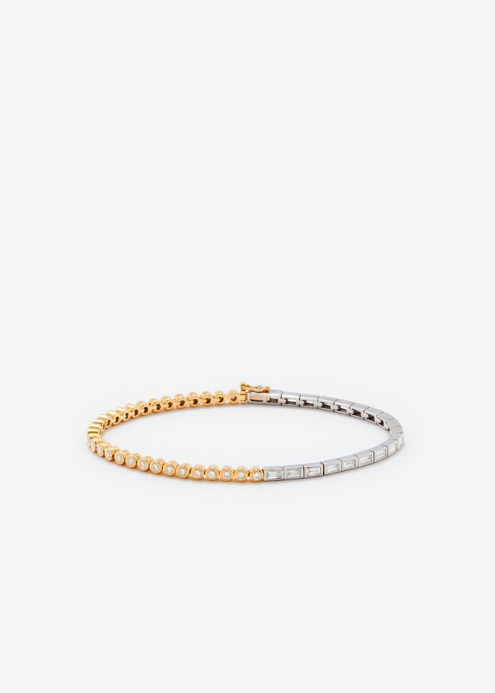 BRACELET RIVIÈRE BAGUETTES CLOS DIAMANTS 2 ORS