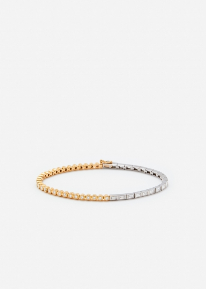 BRACELET RIVIÈRE BAGUETTES CLOS DIAMANTS 2 ORS