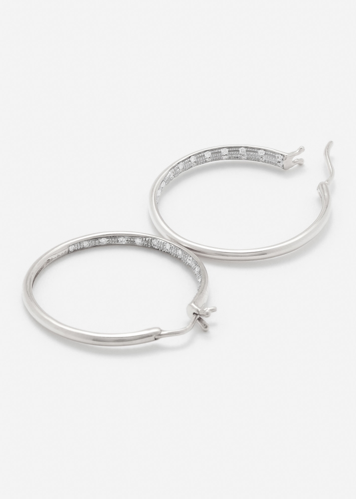 PAIRE DE CRÉOLES DIAMANTÉES GM OR BLANC