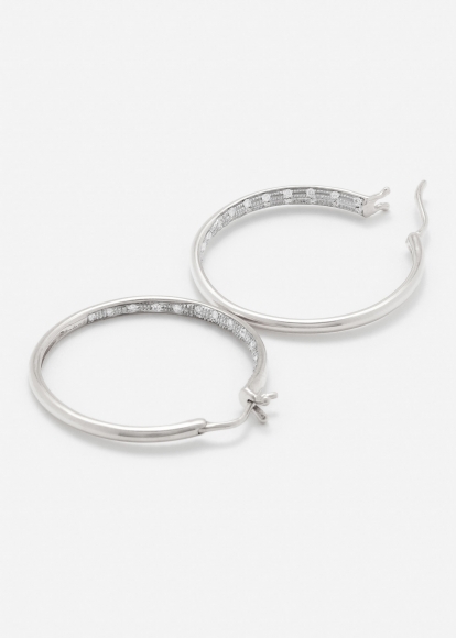 PAIRE DE CRÉOLES DIAMANTÉES GM OR BLANC