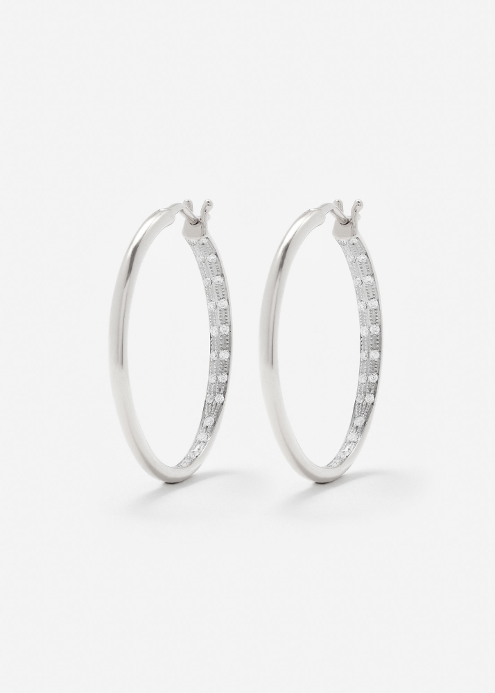 PAIRE DE CRÉOLES DIAMANTÉES GM OR BLANC