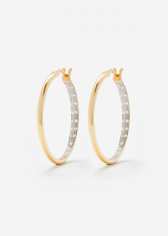 PAIRE DE CRÉOLES DIAMANTÉES GM OR JAUNE