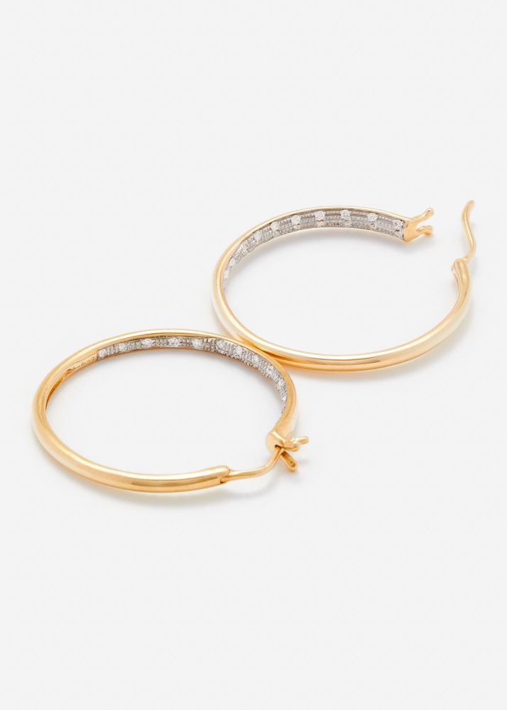 PAIRE DE CRÉOLES DIAMANTÉES GM OR JAUNE