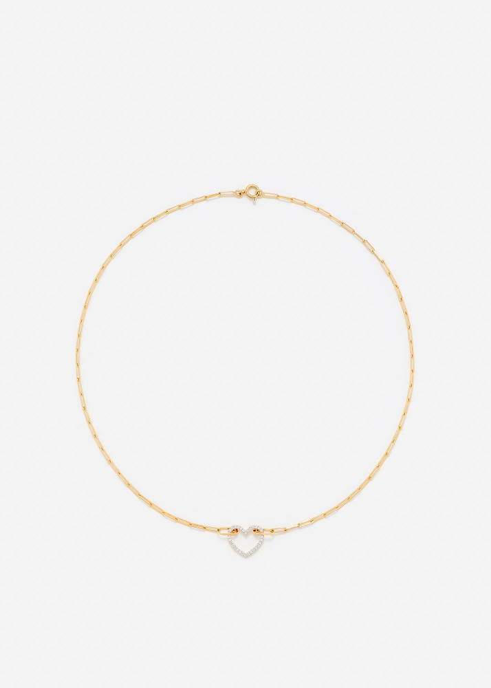 COLLIER PETIT COEUR DIAMANTS OR JAUNE