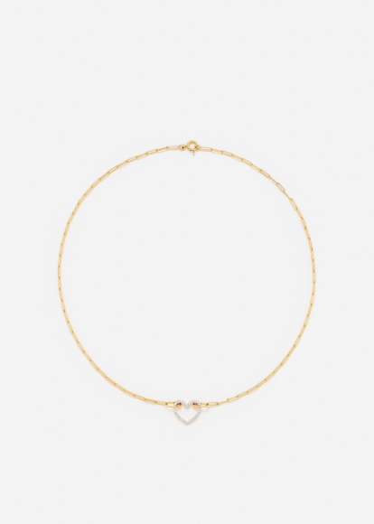 COLLIER PETIT COEUR DIAMANTS OR JAUNE