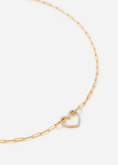 COLLIER PETIT COEUR DIAMANTS OR JAUNE