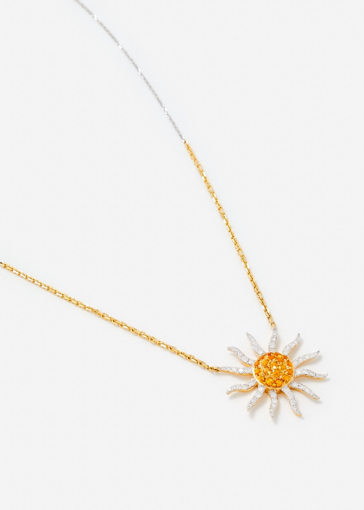 COLLIER SOLEIL DIAMANTS CITRINES 2 ORS