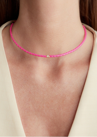 COLLIER TORQUE MINI TORSADE NÉON ROSE OR JAUNE