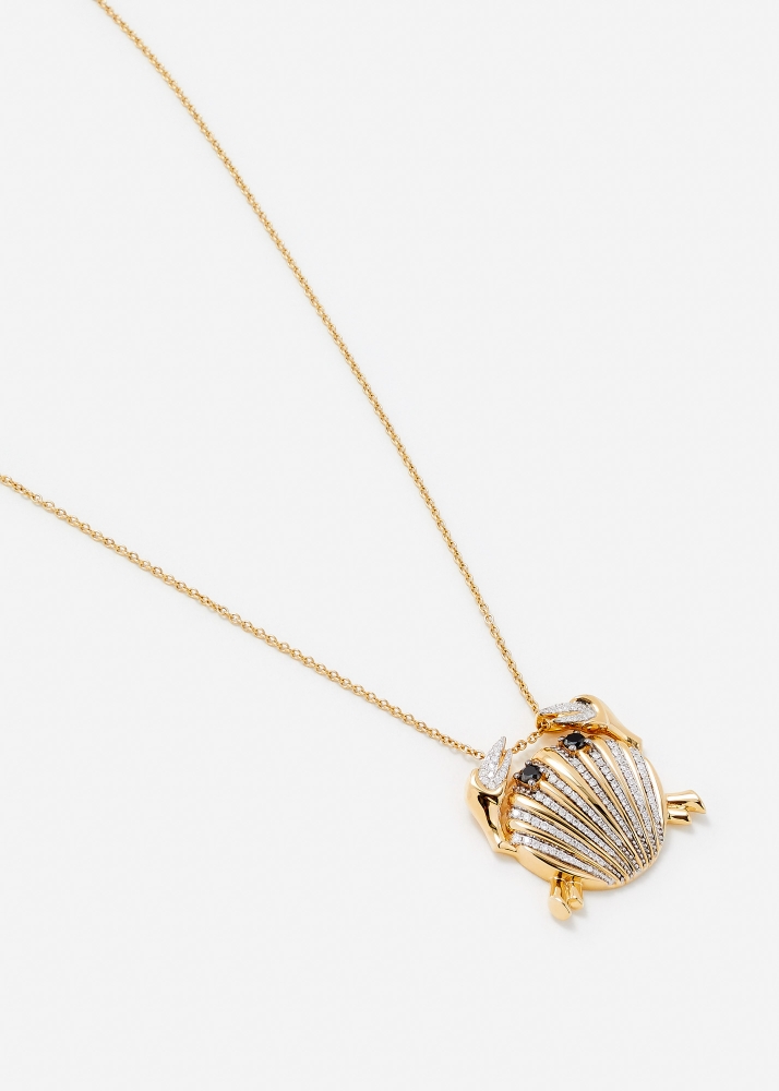 PENDENTIF CRABE COQUILLAGE GOLD OR JAUNE