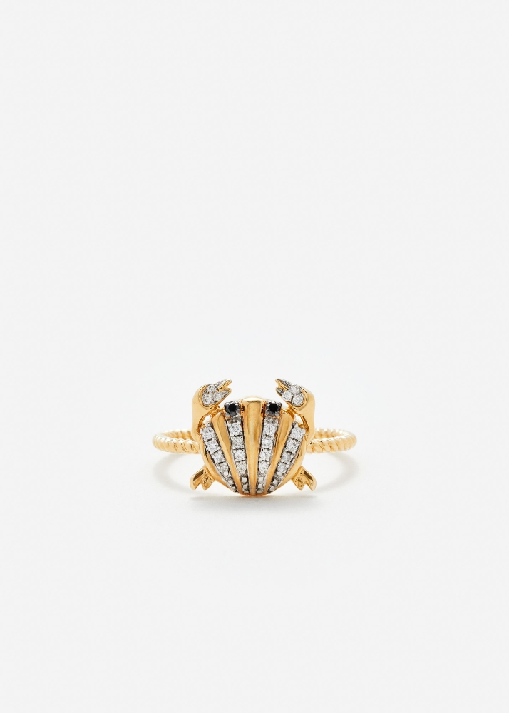 MINI BAGUE CRABE COQUILLAGE GOLD OR JAUNE