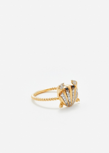 MINI BAGUE CRABE COQUILLAGE GOLD OR JAUNE