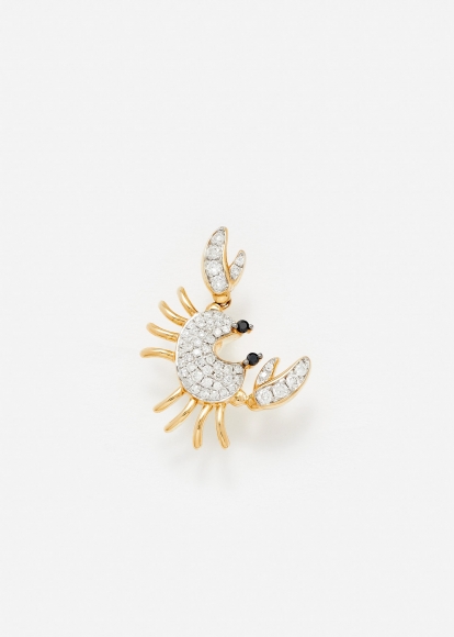 BOUCLE D'OREILLE CRUSTACÉ DIAMANTS OR JAUNE