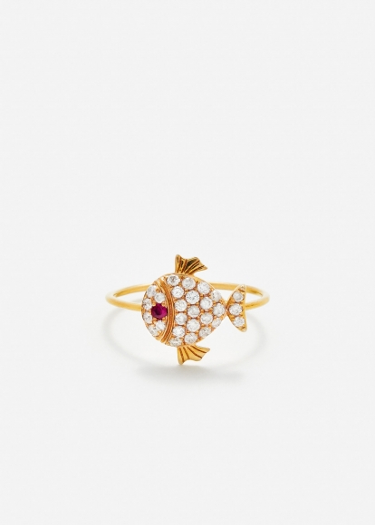 BAGUE PETIT POISSON OR JAUNE