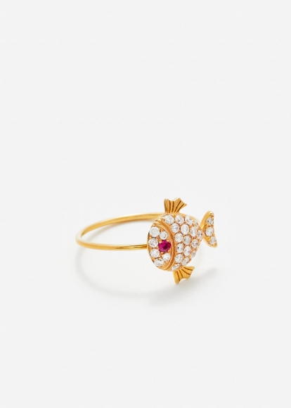 BAGUE PETIT POISSON OR JAUNE