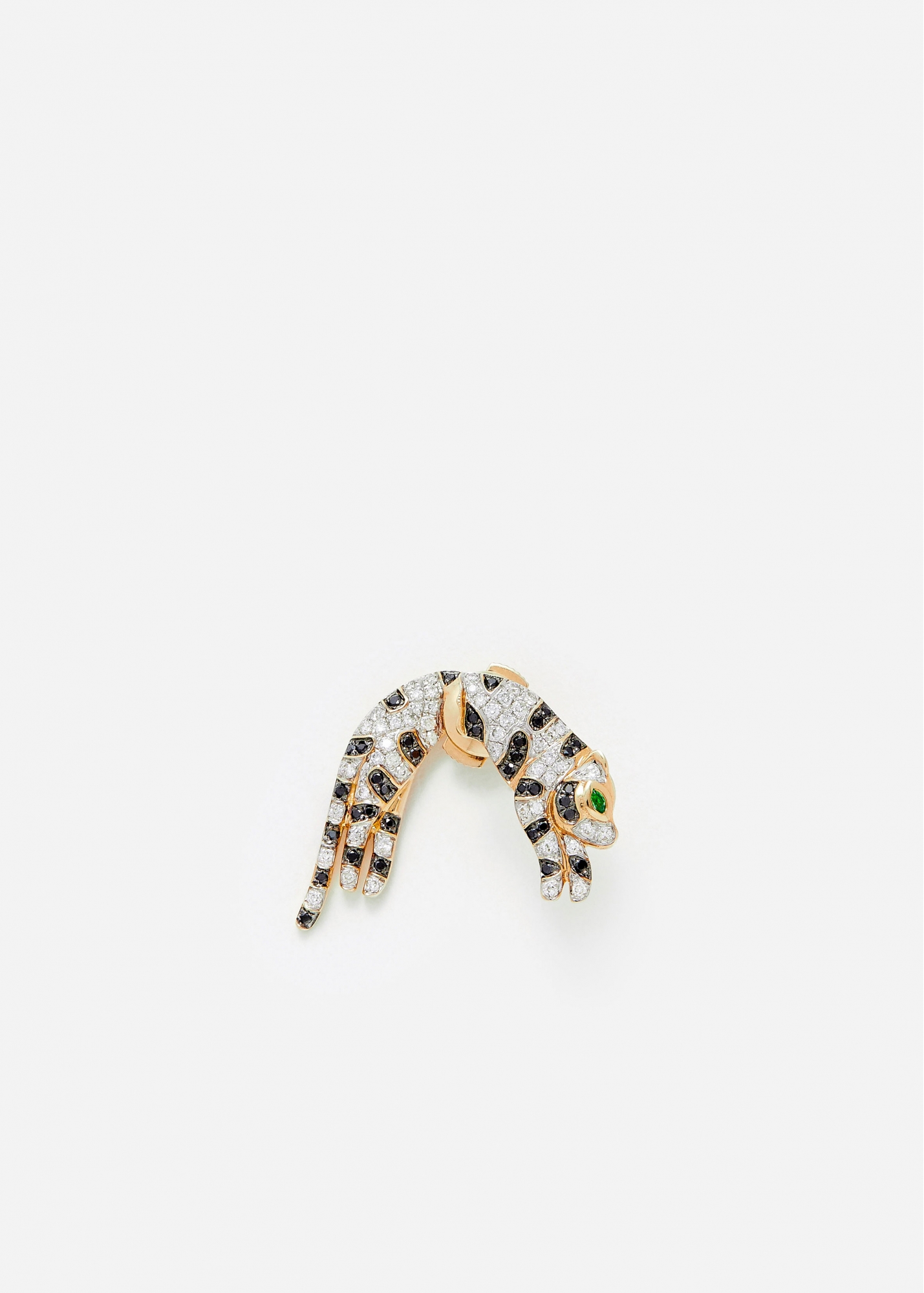 Stud and Under the Ear Félin PM - Diamonds, Tsavorite and yellow