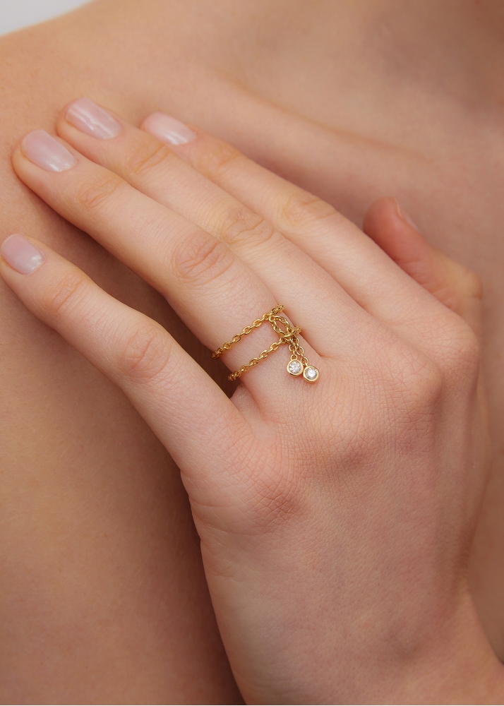 BAGUE DOUBLE NOEUD OR JAUNE