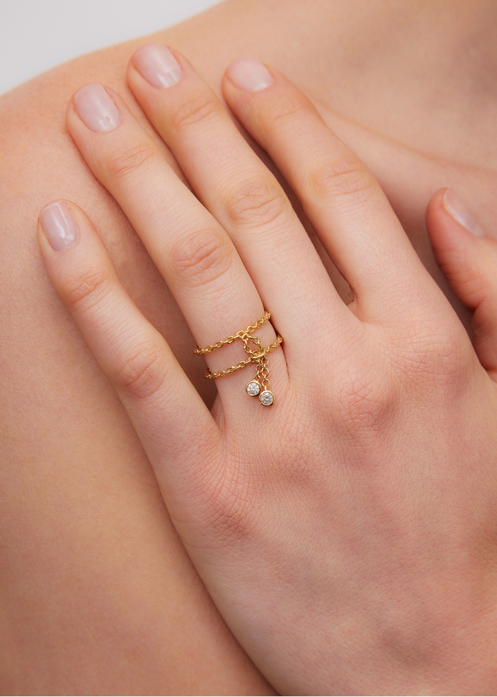 BAGUE DOUBLE NOEUD OR JAUNE