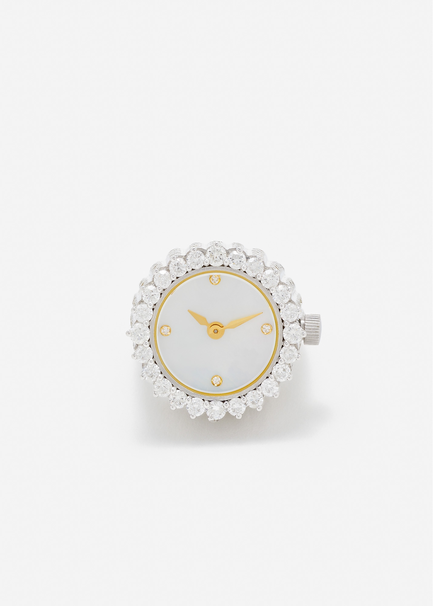 BAGUE MONTRE L'HORLOGE FULL DIAMANTS OR BLANC