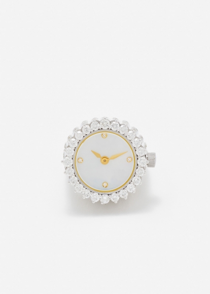 BAGUE MONTRE L'HORLOGE FULL DIAMANTS OR BLANC