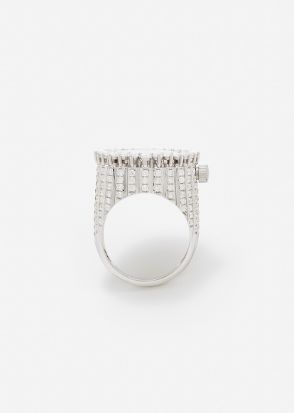 BAGUE MONTRE L'HORLOGE FULL DIAMANTS OR BLANC