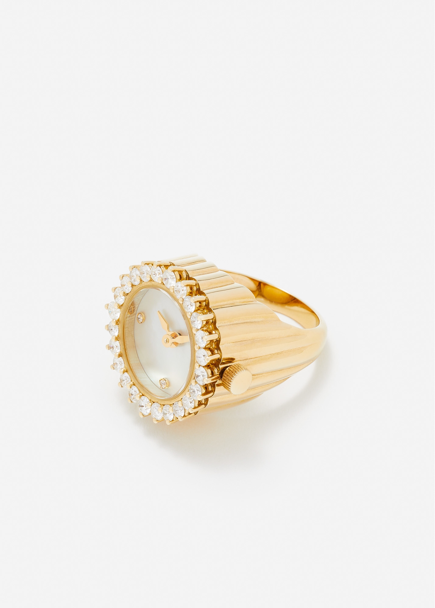 BAGUE MONTRE L'HORLOGE DIAMANTS OR JAUNE