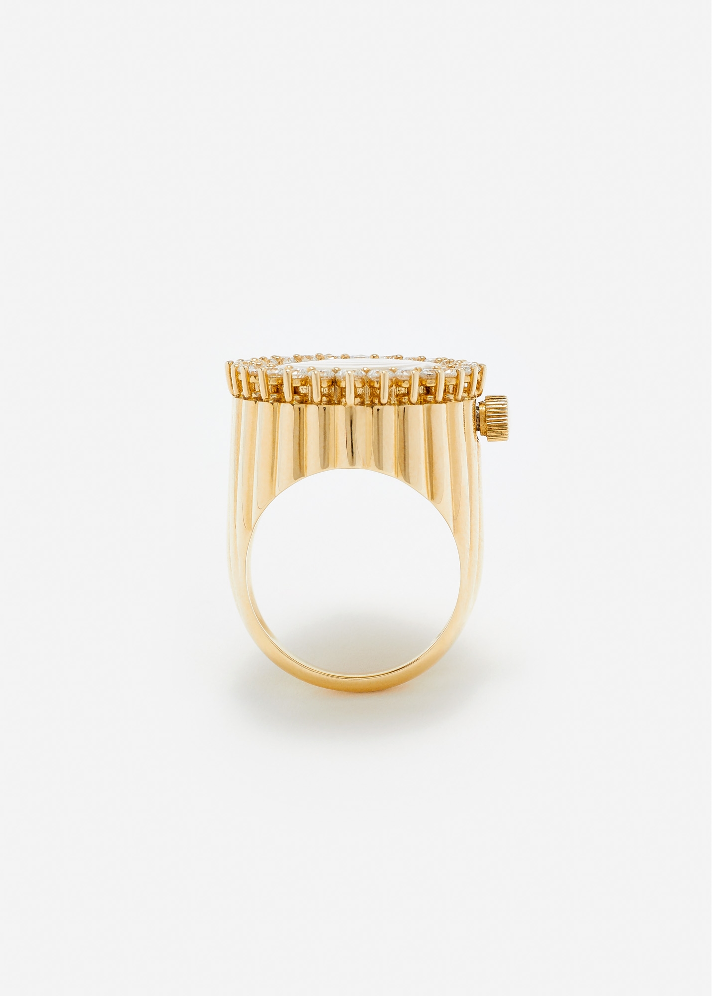 BAGUE MONTRE L'HORLOGE DIAMANTS OR JAUNE