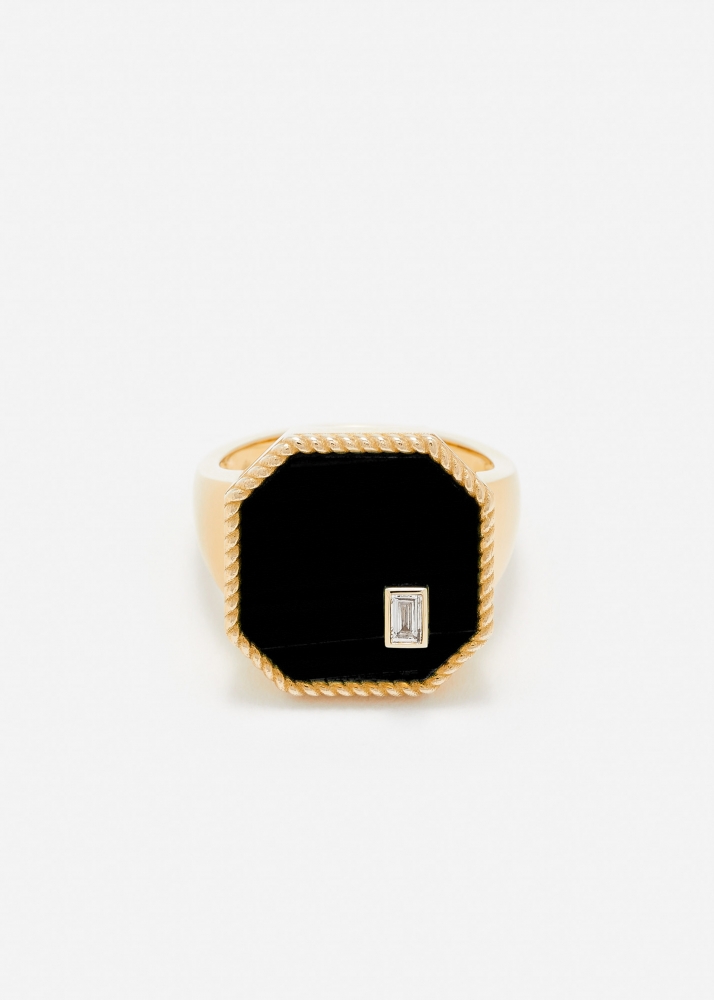 CHEVALIÈRE OCTO ONYX OR JAUNE