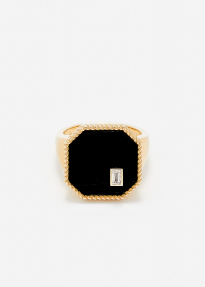 CHEVALIÈRE OCTO ONYX OR JAUNE
