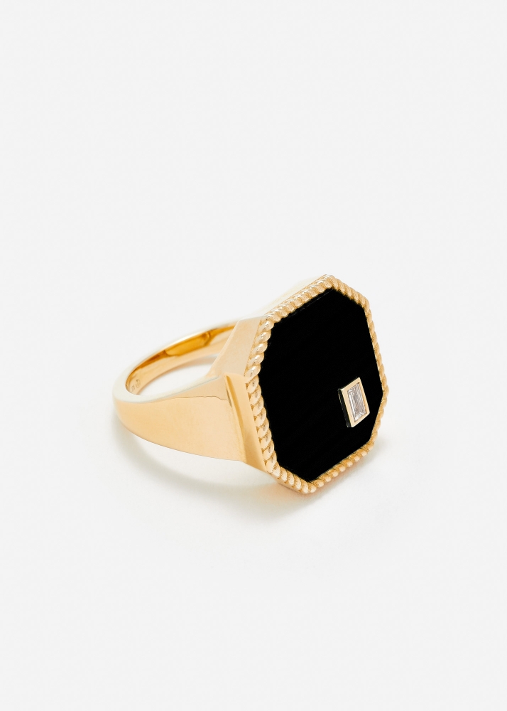 CHEVALIÈRE OCTO ONYX OR JAUNE
