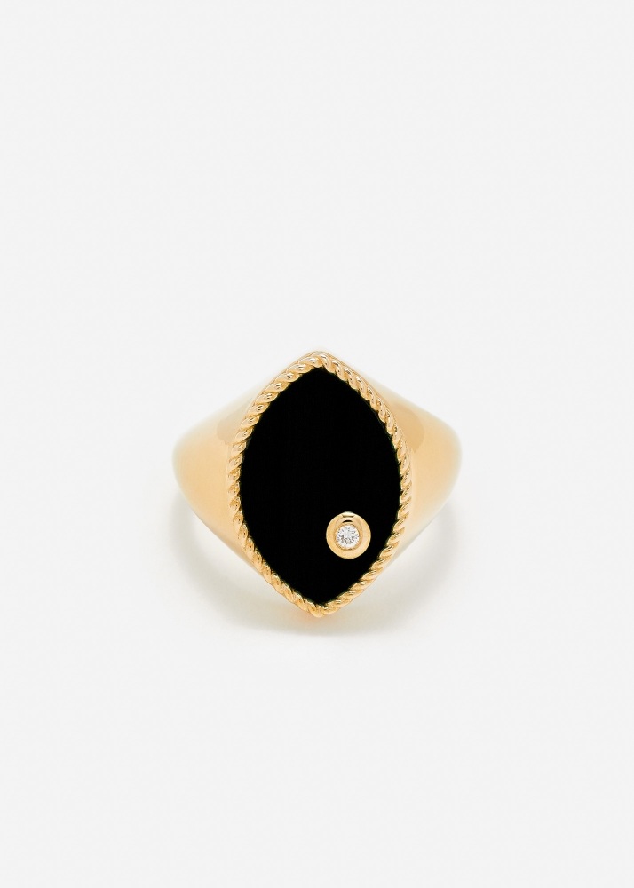 CHEVALIÈRE MARQUISE ONYX OR JAUNE