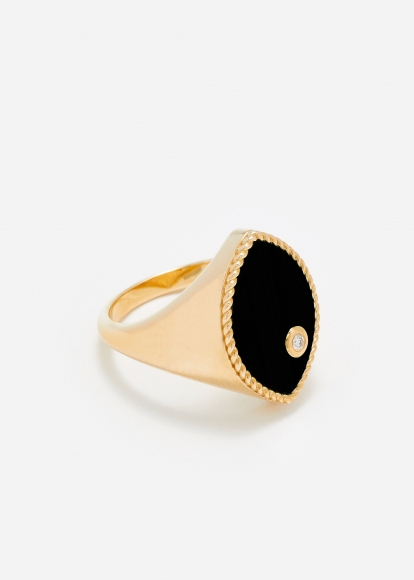 CHEVALIÈRE MARQUISE ONYX OR JAUNE