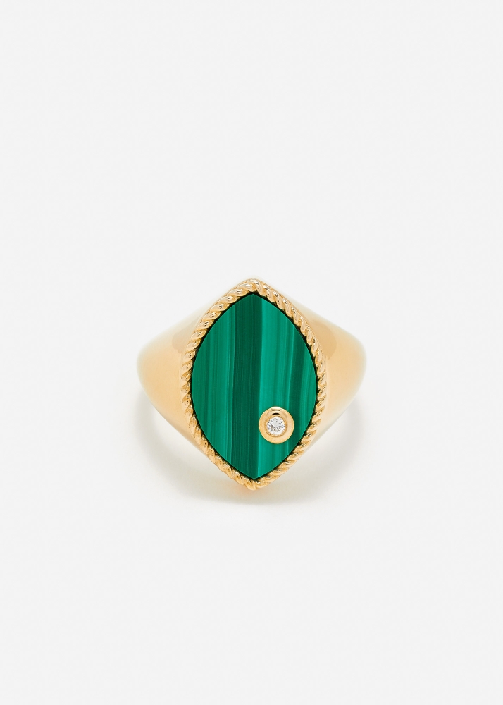 CHEVALIÈRE MARQUISE MALACHITE OR JAUNE