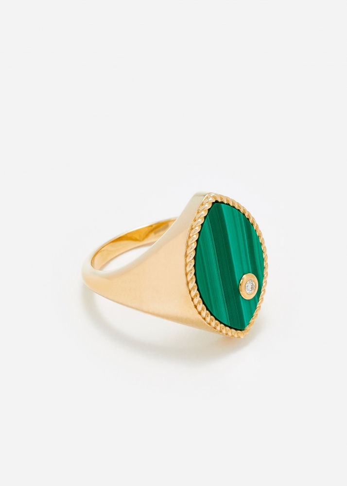 CHEVALIÈRE MARQUISE MALACHITE OR JAUNE